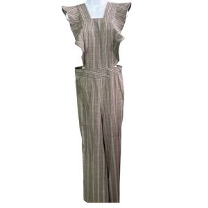 Vintage 70s VAMP Overalls Women S-M Brown Plaid Wide Leg Retro Farm Cottage Boho